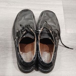 Clarks Black Leather Boat Shoes